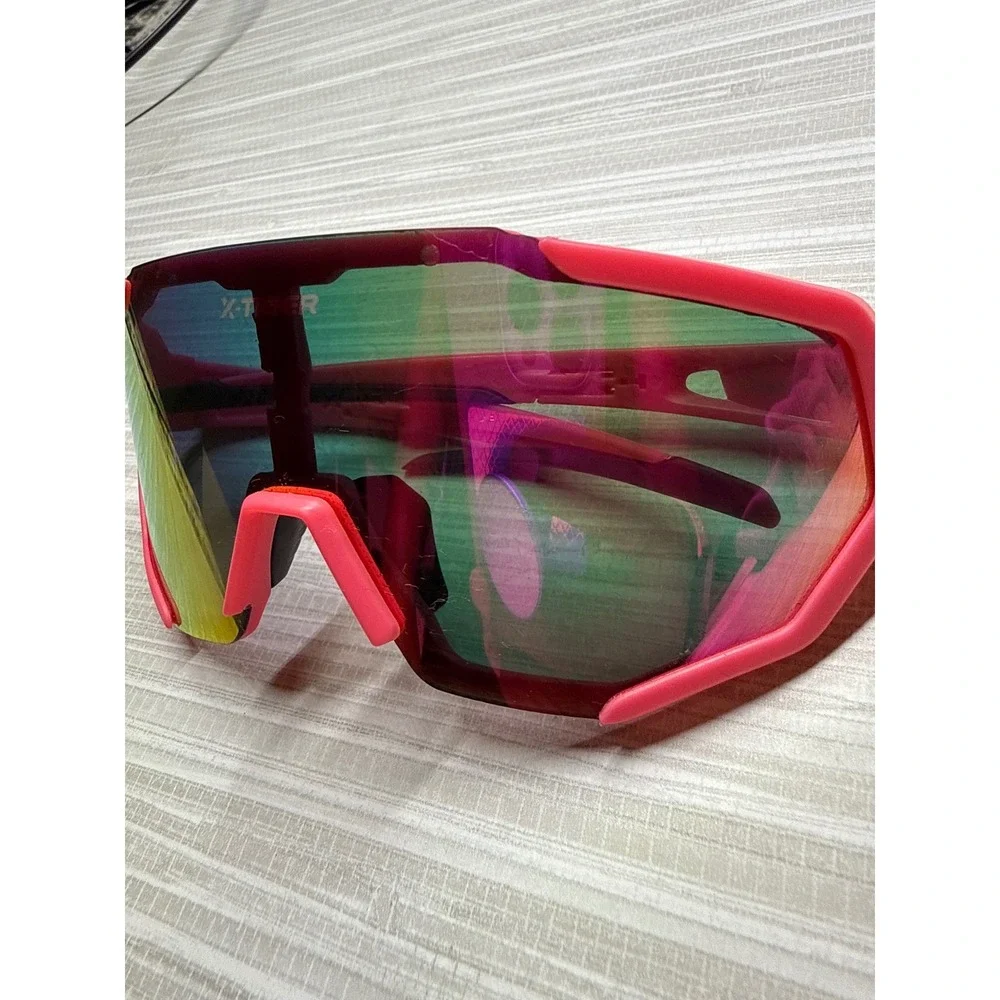 X-TIGER Cycling Sunglasses Pink Mirrored Shield Lens MTB‎ Road Bike UV400 Sports